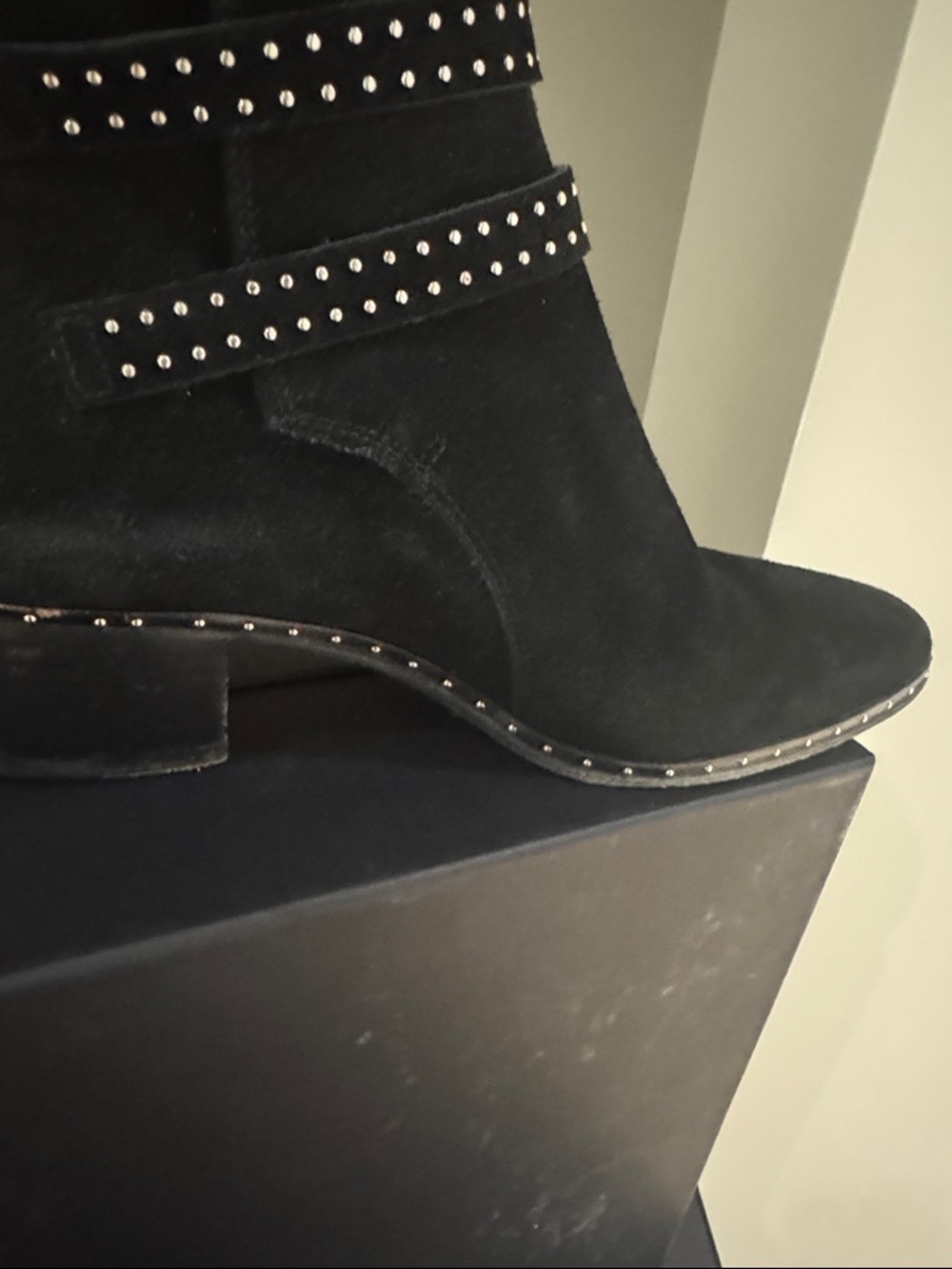 Kooples  Black Suede Studded Buckle Ankle Boots - Picture 5 of 5